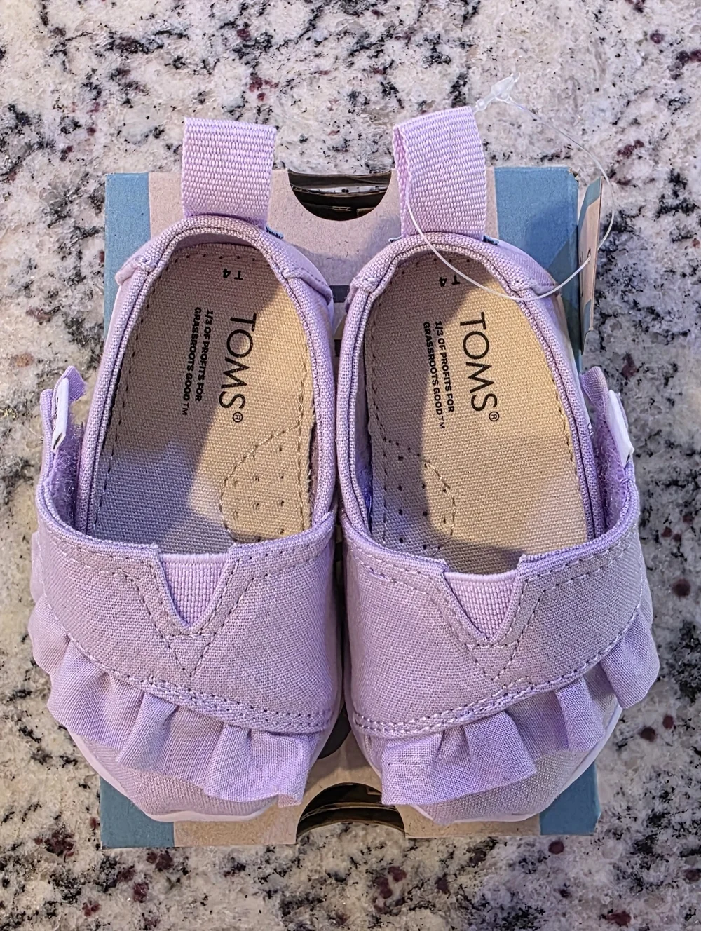 TOMS Kids Light Orchid Canvas Ruffle Alpargata - Size Tiny 4 - NWT/B